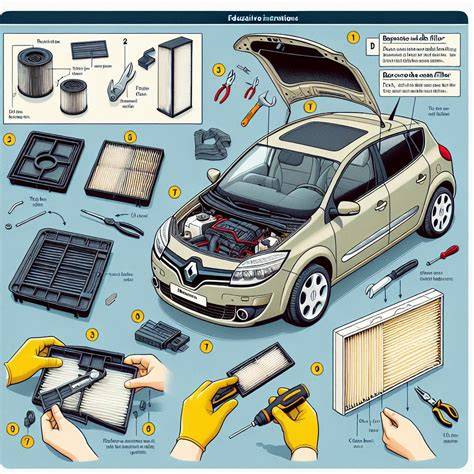 Schéma umístění kabinového filtru Renault Megane