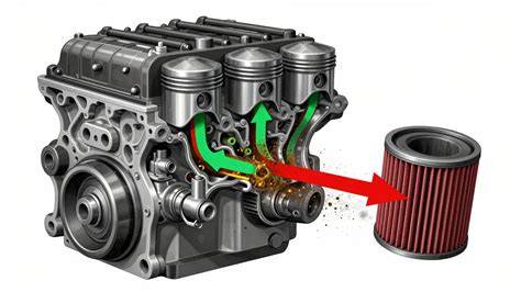 Mapa rozložených dílů filtru na motoru: kde filtr působí