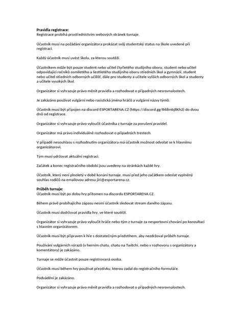 Infografika: Struktura turnaje a pravidla registrace