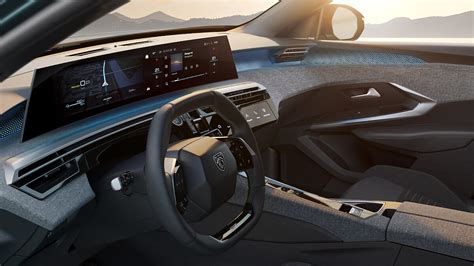 Detailní záběr na Peugeot Panoramic i-Cockpit® s velkým dotykovým displejem a digitálním přístrojovým štítem