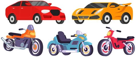 Ilustrace různých typů světlometů a zrcátek pro automobily