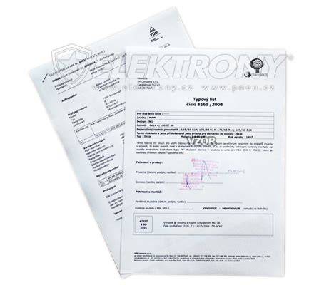 Schéma homologace kol a dokumentů k ověření legálnosti (TÜV, typový list)