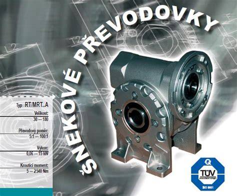 Infografika: Schéma šnekové převodovky RT/MRT, klíčové komponenty a možnosti mazání